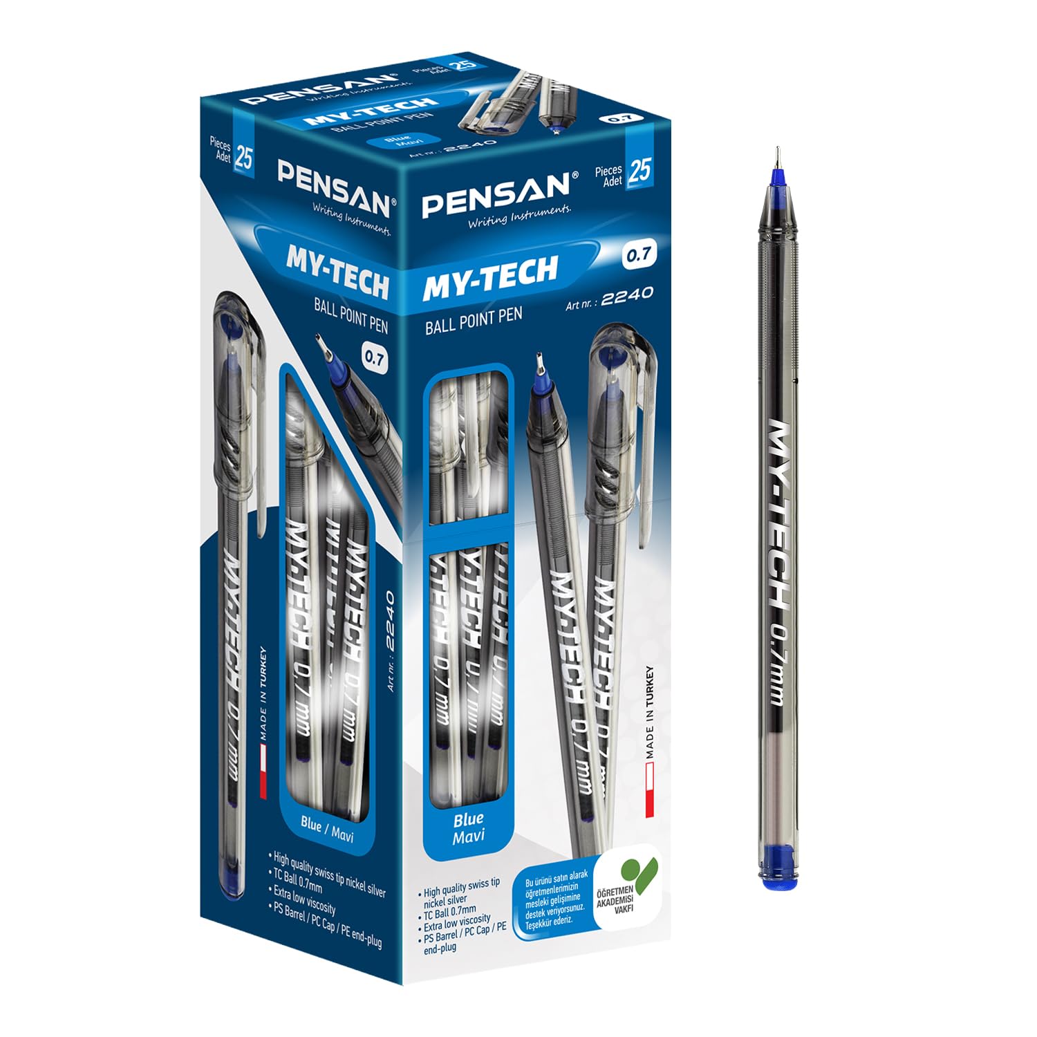 Pensan My Tech 2240 Ballpoint Pens – Pack of 25, 0.7 mm – Swiss